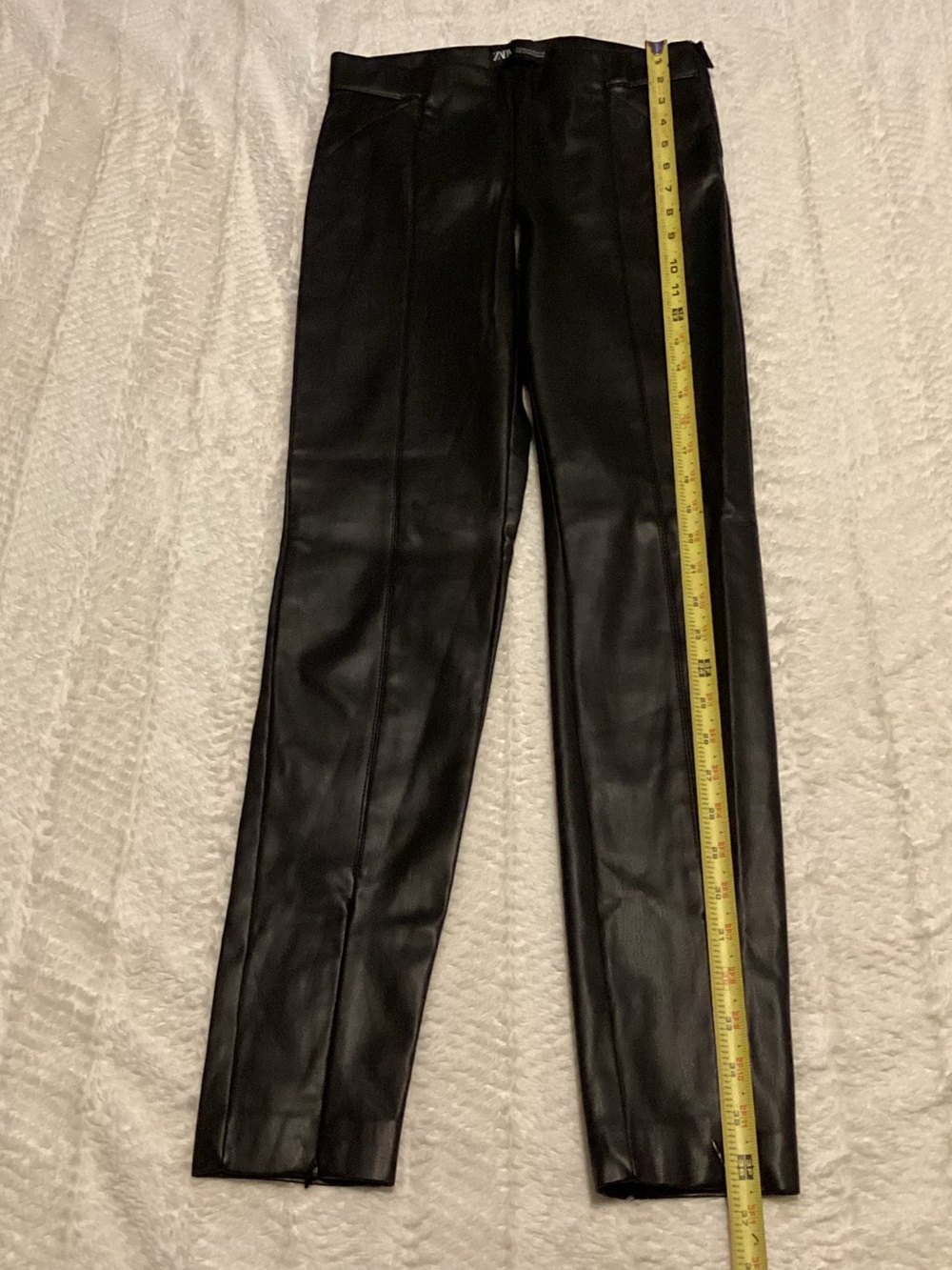 Black Faux Leather Zara Black Skinny Zip Ankle Biker Style Xs Pants